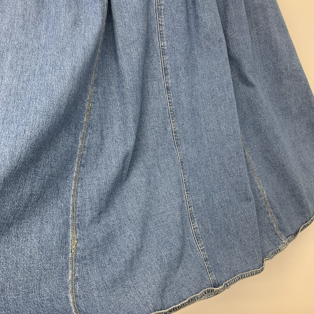LizWear Vintage Midi Denim Skirt Front Pleats Pockets 100% Cotton Full Sz 12P - Picture 3 of 9